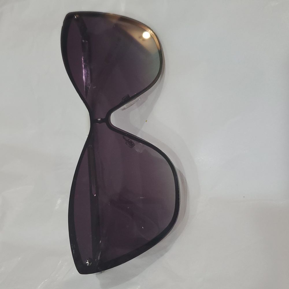 Jessica Simpson silver white frameless shield cat eye gradient lens sunglasses